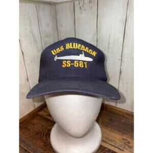 USS Blueback SS-581 Submarine Embroidered Patch Snapback Hat Cap Blue US Navy